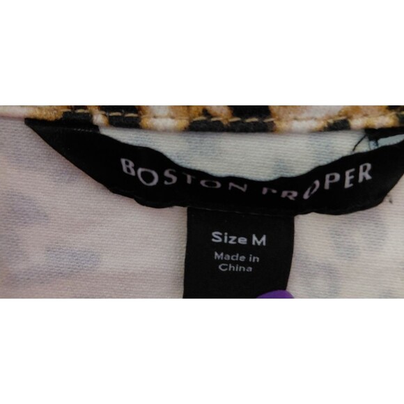 Boston Proper Jean Jacket Women's Size Medium Long Sleeve Floral Leopard Print - Picture 9 of 13